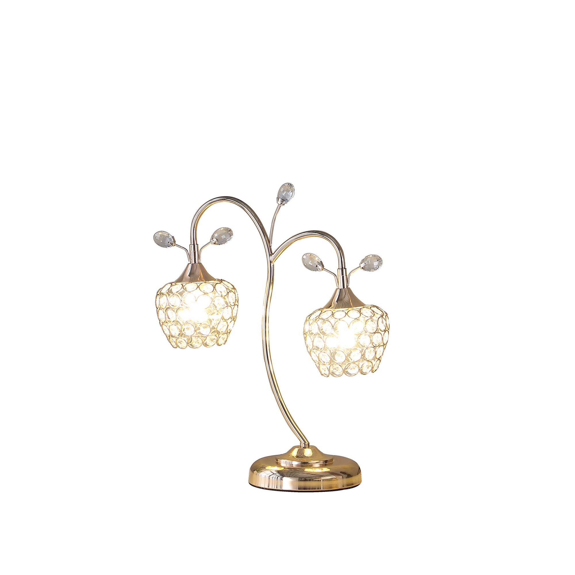 Angle. Manhattan Lane - Floral Tree Design Metal Table Lamp with Dome Shade and Crystals - Gold.