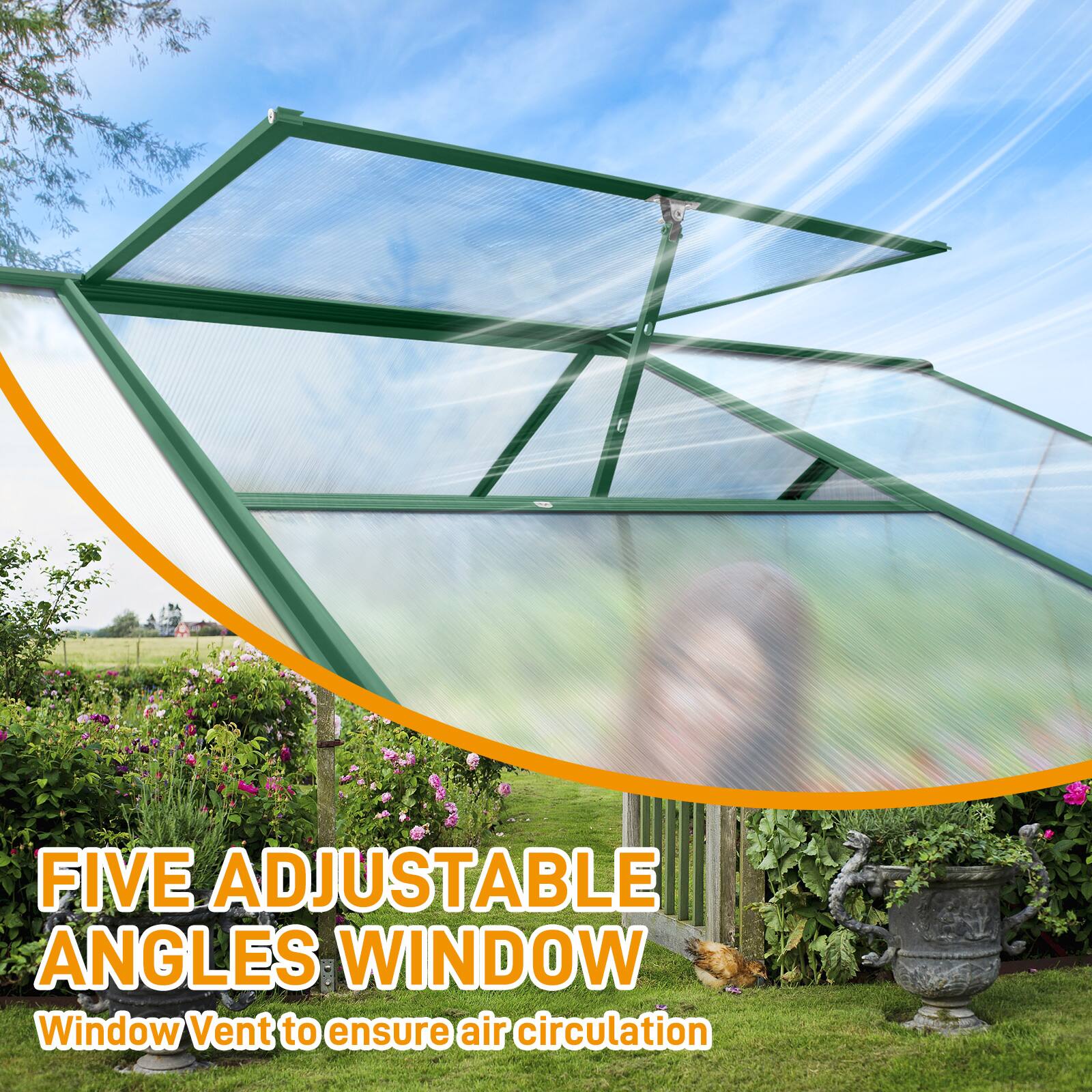 FIVE ADJUSTABLE ANGLES WINDOW  
Window Vent to ensure air circulation