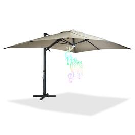 Mondawe - 10x13ft Patio Cantilever Umbrella Square Large Offset Sun Umbrella with Bluetooth Speaker - Tan