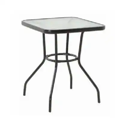 Front. Four Seasons Courtyard - Four Seasons Courtyard Sunny Isles Tempered Glass Top Patio Dining Table, Black - Black.