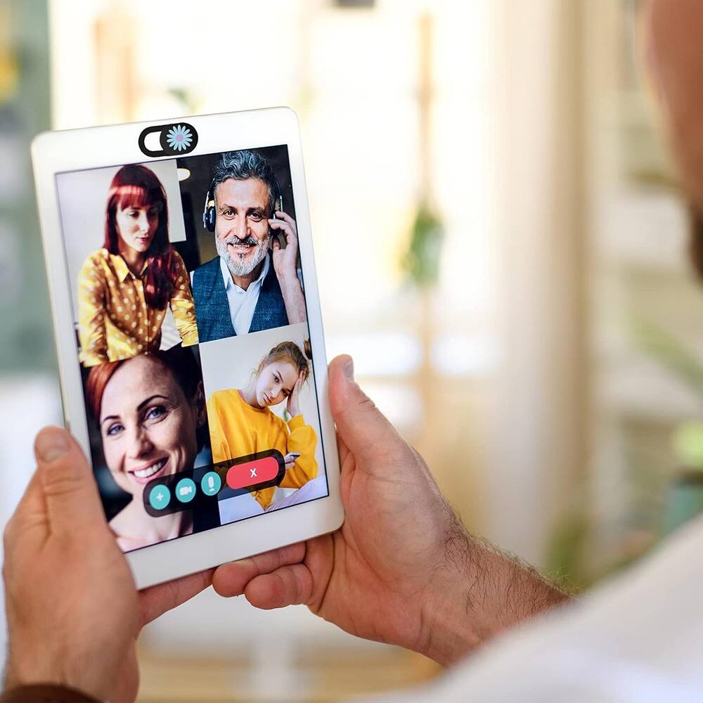 Left. RTMB - 3-Pack Ultra-Thin Laptop & Device Webcam Cover Slides, Daisy Pattern.