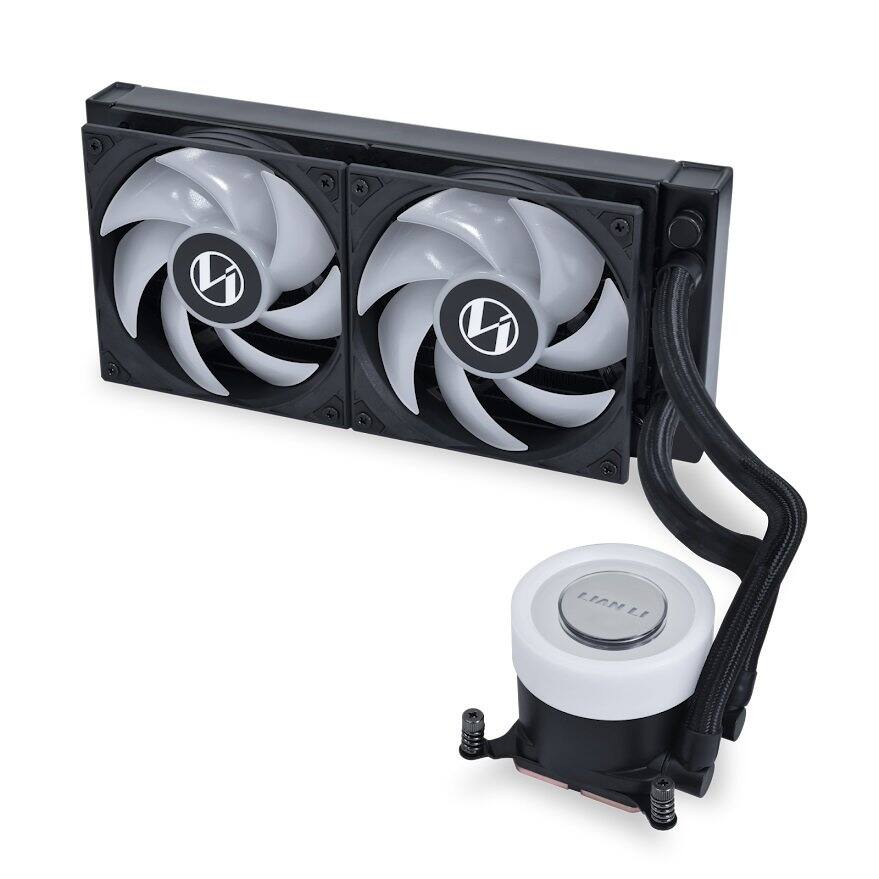 Left. Lian Li - Lian Li Galahad II Lite 240mm AIO CPU Cooler, RGB Fans, ARGB Pump, Low Noise, Switchable Lid (GA2L24RB) - RGB.