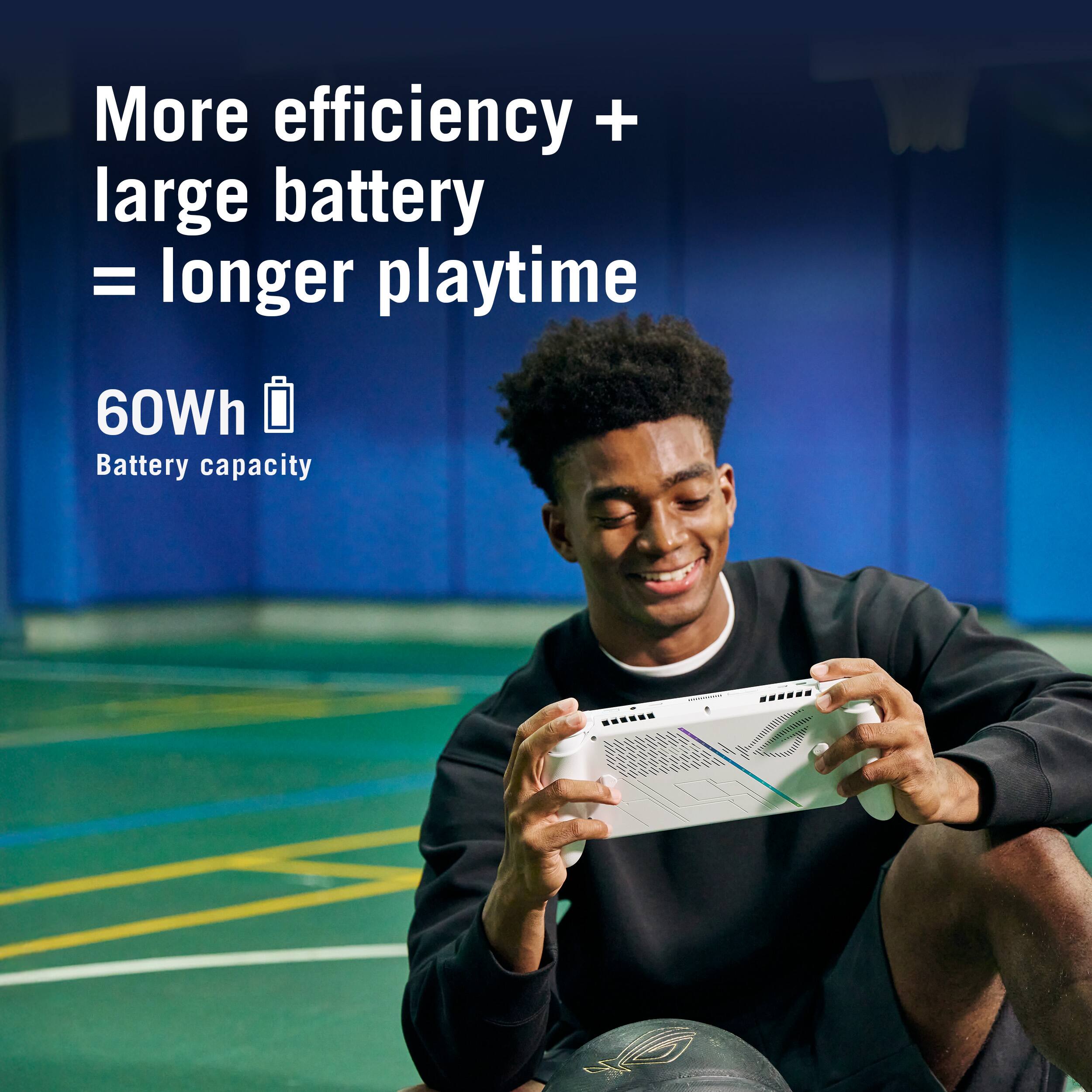 More efficiency + large battery = longer playtime

60Wh  
Battery capacity