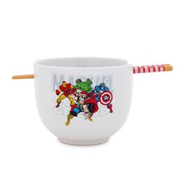 Silver Buffalo - Marvel Comics Classic Characters 20-Ounce Ceramic Ramen Bowl With Chopsticks - White