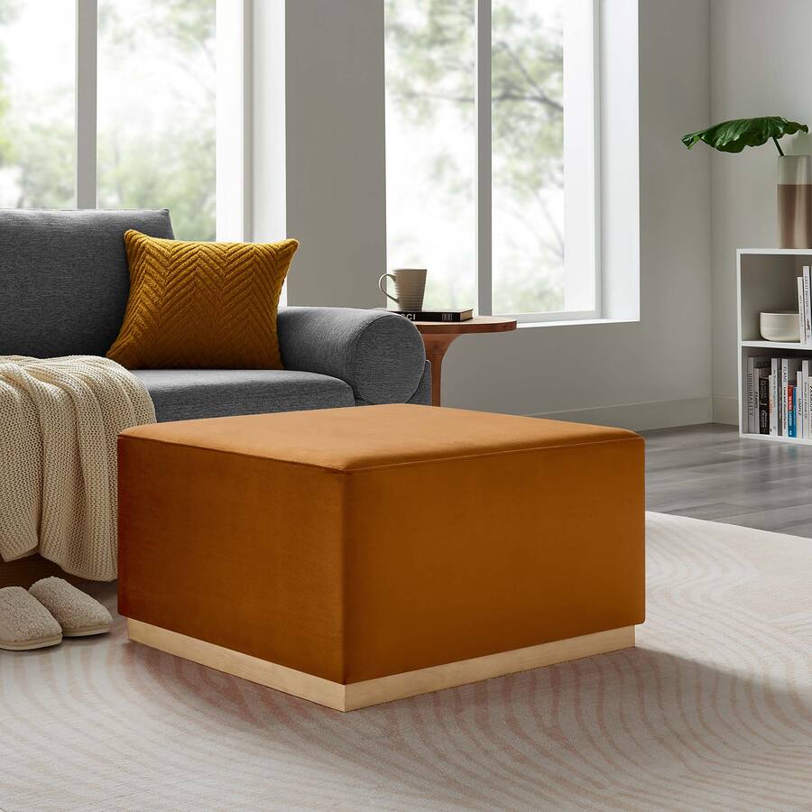 Tilden Large 28" Square Performance Velvet Upholstered Ottoman by ...