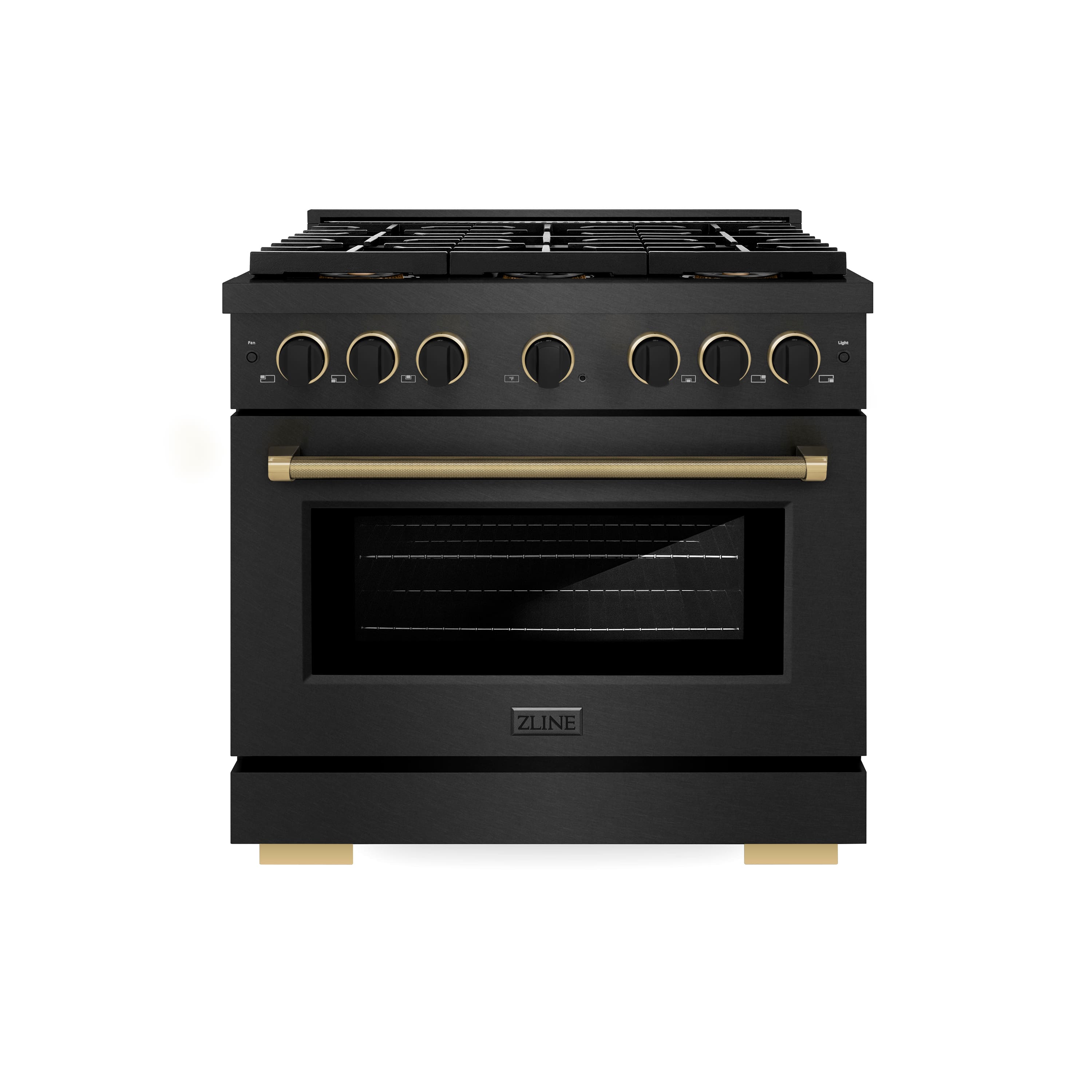 ZLINE - Designer 36 in. 5.2 cu. ft. Manual Clean Freestanding DuoPro Gas Range in Black Satin with Black and Bronze Accents - Black Satin Stainless Steel