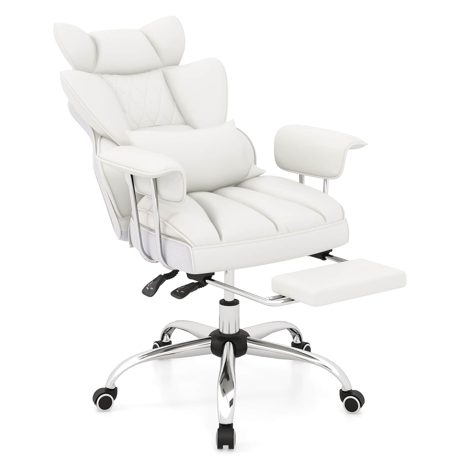 WELLFOR - PU Leather Home Office Chair 400 lbs High Back Executive Chair - White price history on PriceWatchPro
