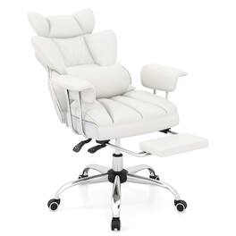 WELLFOR - PU Leather Home Office Chair 400 lbs High Back Executive Chair - White