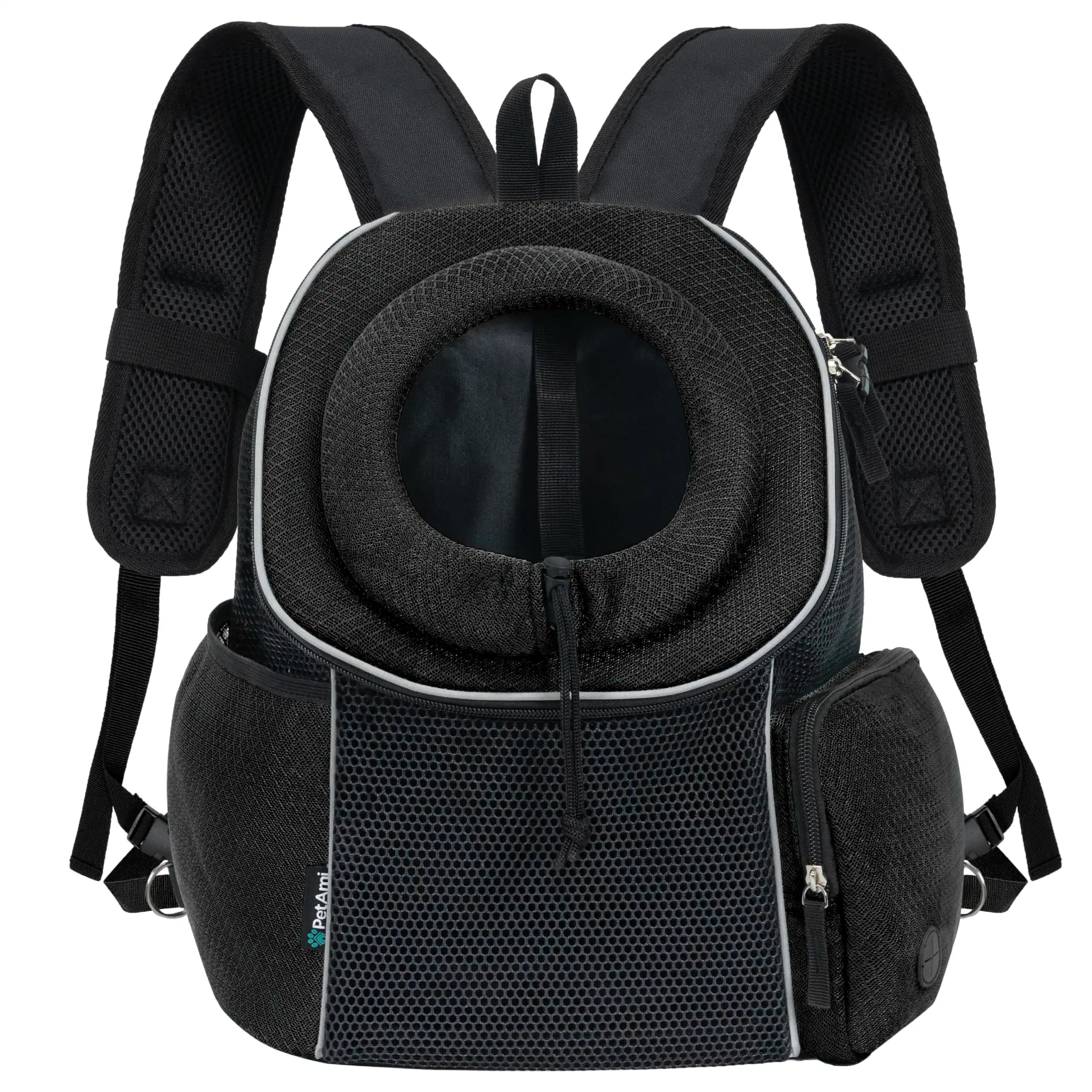 Left. Live At Space - Dog Front Carrier Backpack Ventilated Adjustable Pet Cat Chest For Hiking Camping Travel Small Puppy Medium Carrying Bag.