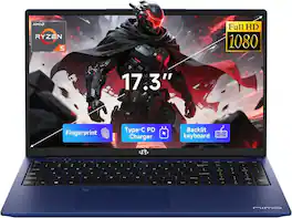 NIMO - 17.3" IPS FHD-Gaming-Laptop, AMD Ryzen 5 6600H 8GB DDR5 RAM 512GB SSD Radeon 660M 100W Type-C Backlit Keyboard - Blue