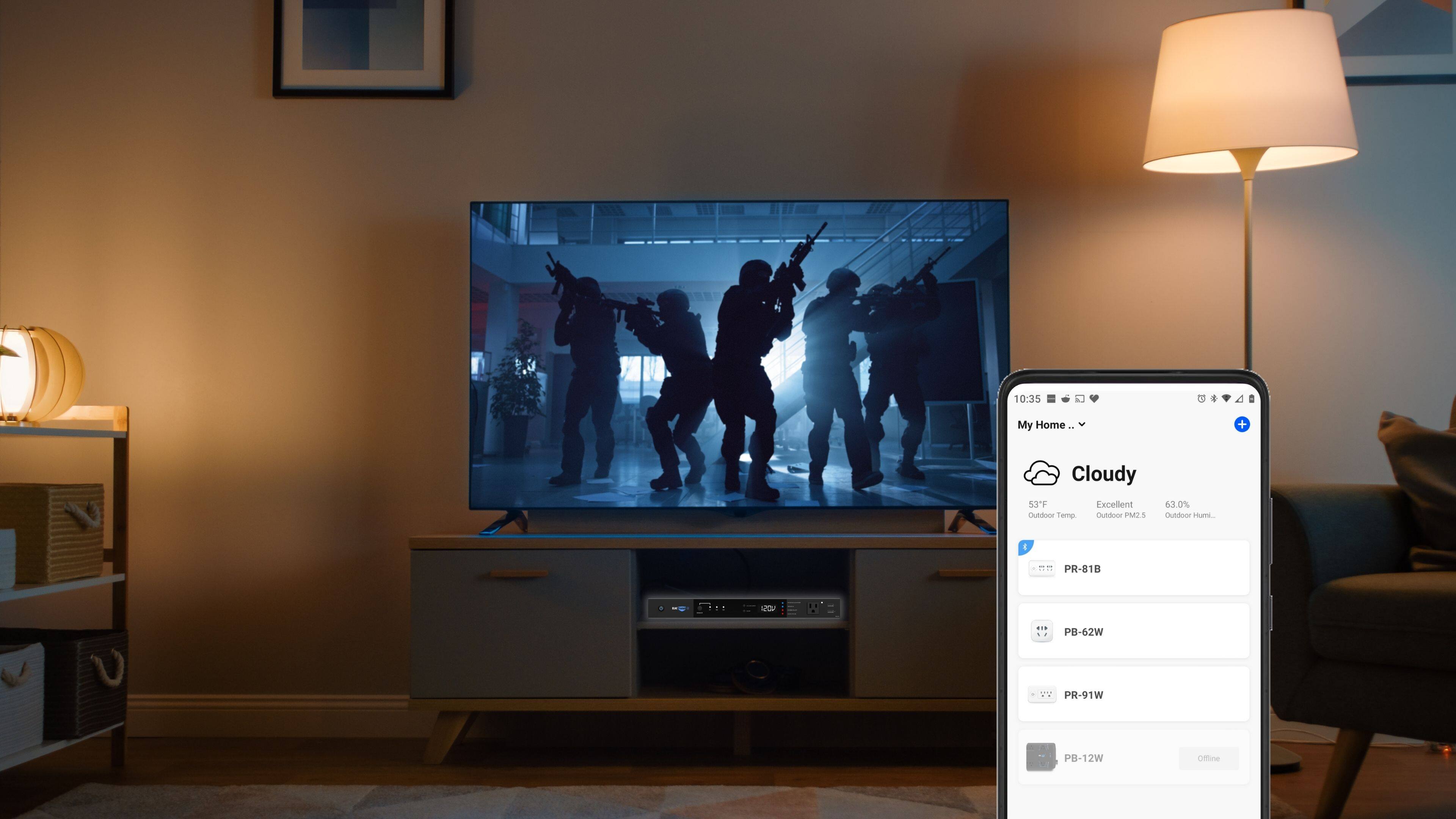Alt View 15. ELAC ProteK - 10 Outlet/2 USB Component 6480 Joules Surge Protector/Power Conditioner - Black.