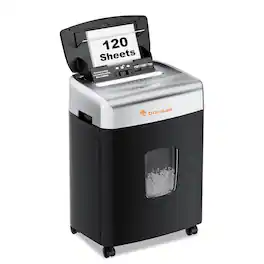 Bonsaii - Heavy Duty Paper Shredder - 120-Sheet 30 Minutes Micro Cut Office Shredder for Commercial Use - 6 Gallon Large Bin - Black