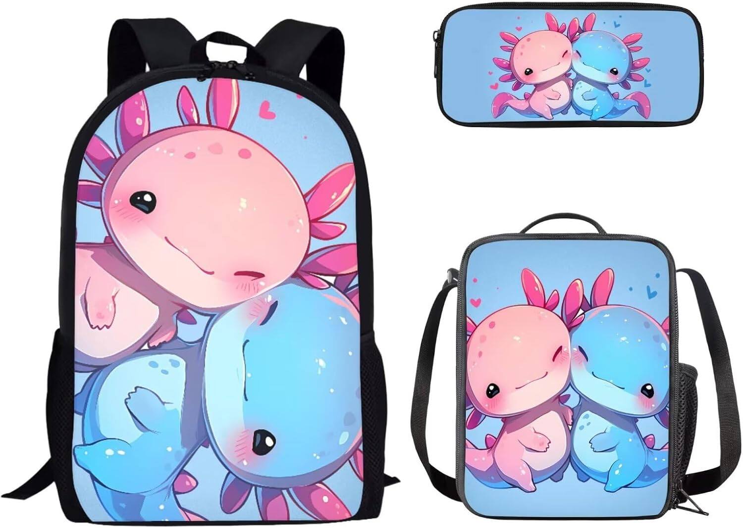 Front. Live At Space - Dolyues Butterfly Backpack Purse Girls School Kids Bookbag Lunch Pencil Elementary Middle Students Schoolbag Women... - Couple Axolotl.