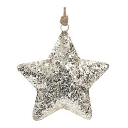 BreeBe - Mosaic Metal Star Ornament (Set of 4) - Silver