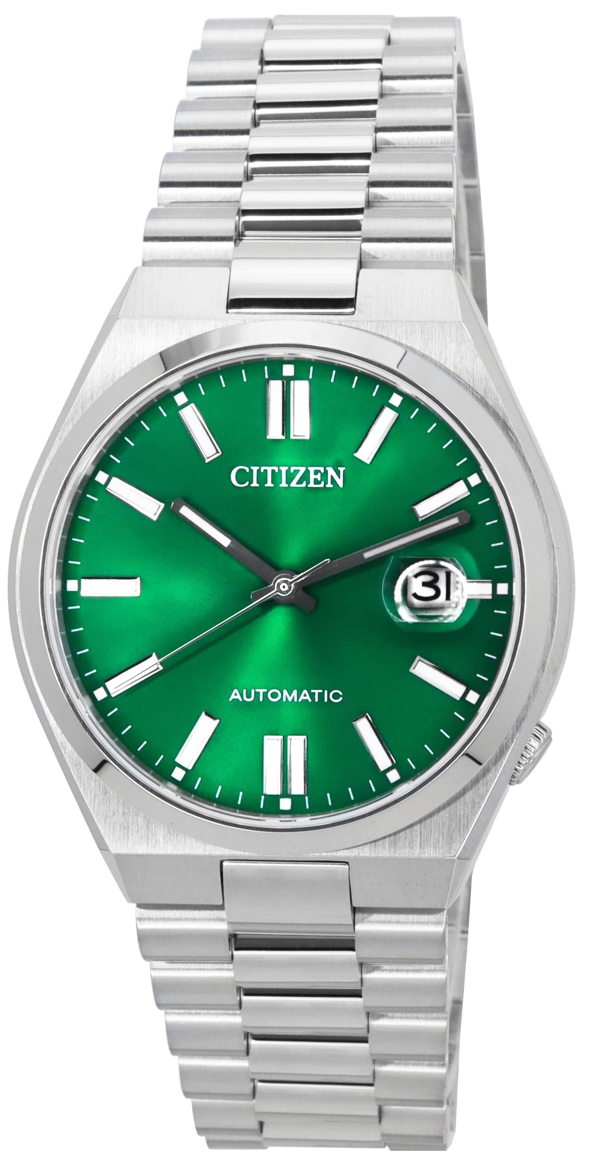 Casio - Tsuyosa Automatic 21 Jewels NJ0150-81X Mens Watch Stainless Steel Green Dial 50M - Silver, Green