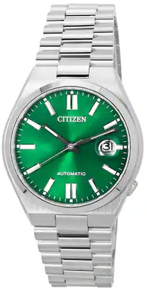 Casio - Tsuyosa Automatic 21 Jewels NJ0150-81X Mens Watch Stainless Steel Green Dial 50M - Silver, Green