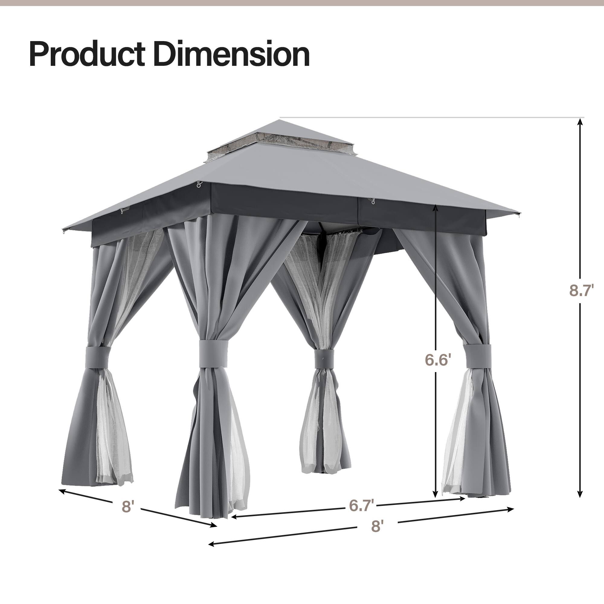 Product Dimension: 6' 8.7' 6.6' 8' 6.7' 8'