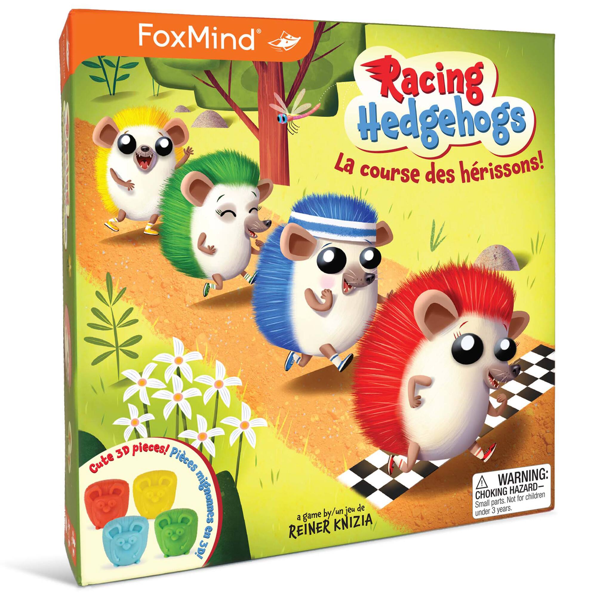 FoxMind Racing Hedgehogs La course des hrissons! 3D pieces! Cute Pices mignonnes 8 3D! af jeu de a game by/un REINER KNIZIA WARNING: CHOKING HAZARD- Not for children Small parts. under J years.