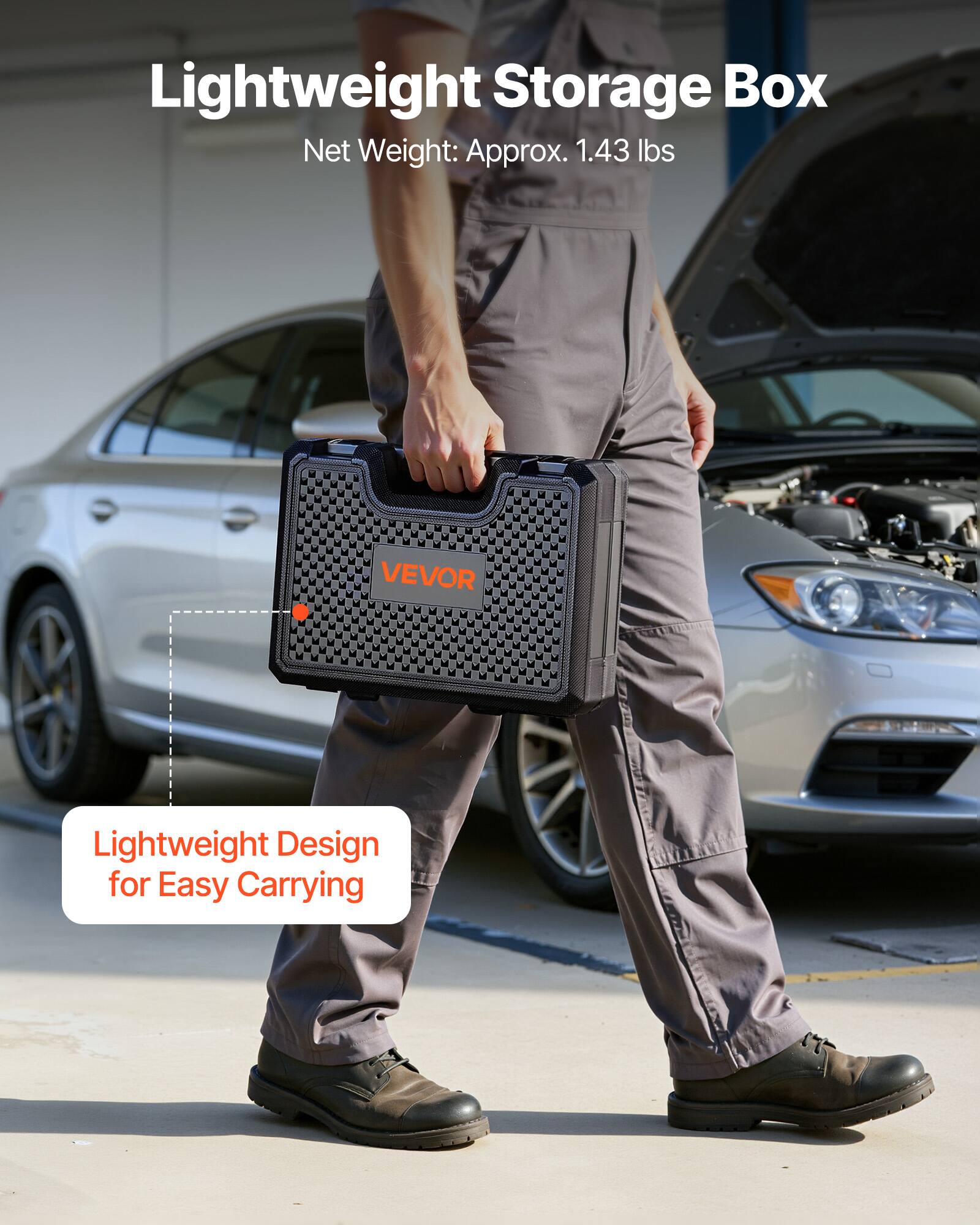 Lightweight Storage Box  
Net Weight: Approx. 1.43 lbs  

VEVOR Lightweight Design for Easy Carrying
