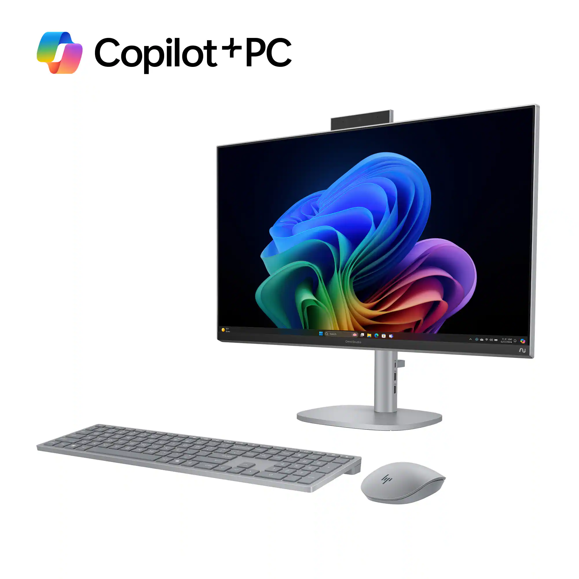 HP - OmniStudio X - Copilot+ PC - 27" 4K UHD All-in-One with Adjustable Height - Intel Core Ultra 7 - 16GB Memory - 1TB SSD - Meteor Silver