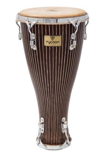 Front. Tycoon Percussion - Iya, Large-Size Double-Headed Traditional Bata Drum, Siam Oak Shell, Water Buffalo Skin Heads, Chrome Hardware.