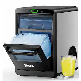 Silonn - Nugget Ice Maker Countertop, 44 Lbs/24H Chewable Pebble Ice Machine with Front Pull-Out Water Tank - Black