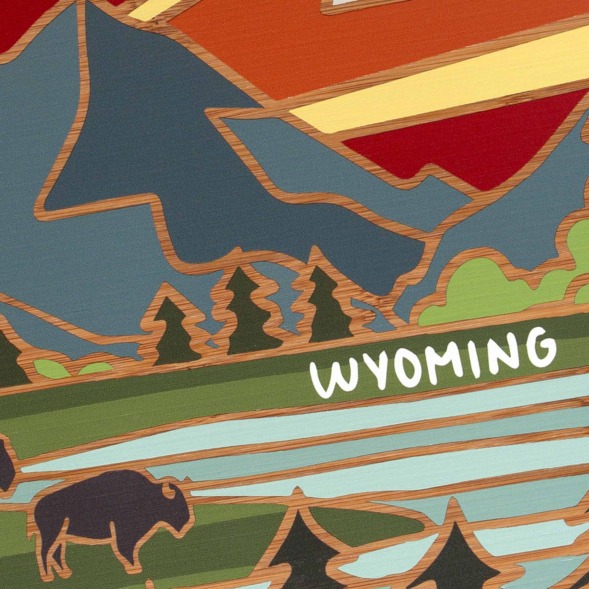 Alt View 1. Totally Bamboo - Wyoming Cutting Board with Artwork by Summer Stokes.