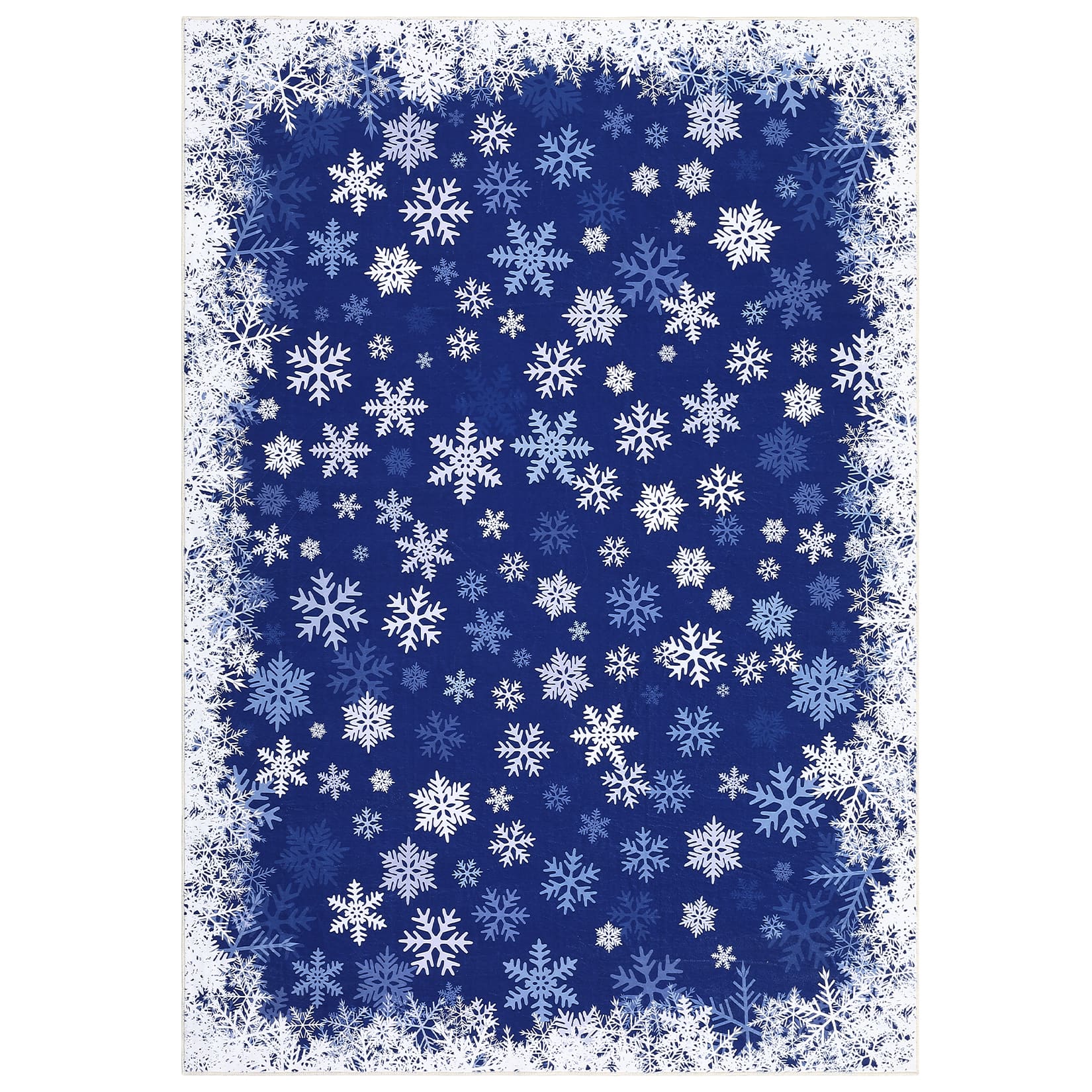 Acekool - 4 x 6 ft Christmas Rug Runner, Stain-Resistant Xmas Floral Bedside Bathroom Rug for Laundry,Bedroom - Blue