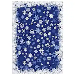 Acekool - Snowflake Machine Washable Low Pile Christmas Area Rug Non Slip Foldable Holiday Doormat for Bedroom Kitchen Bathroom - Blue