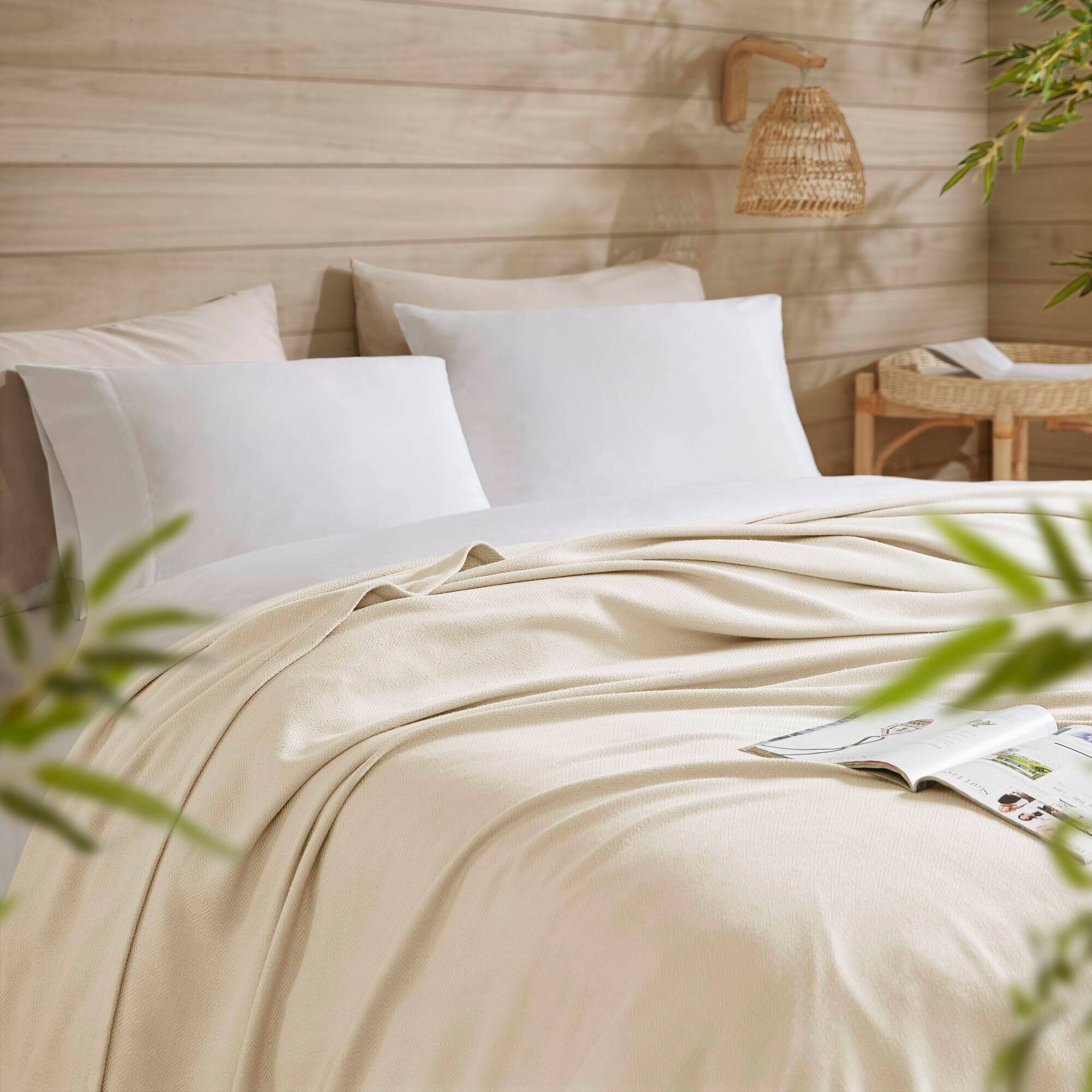Gracie Mills Kaelith Bamboo Cotton Rayon Blanket Textured Ivory - Best Buy