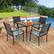 Angle. Costway - 5 PCS Patio Dining Set with Wood-Plastic Tabletop & Umbrella Hole for Backyard - Brown.