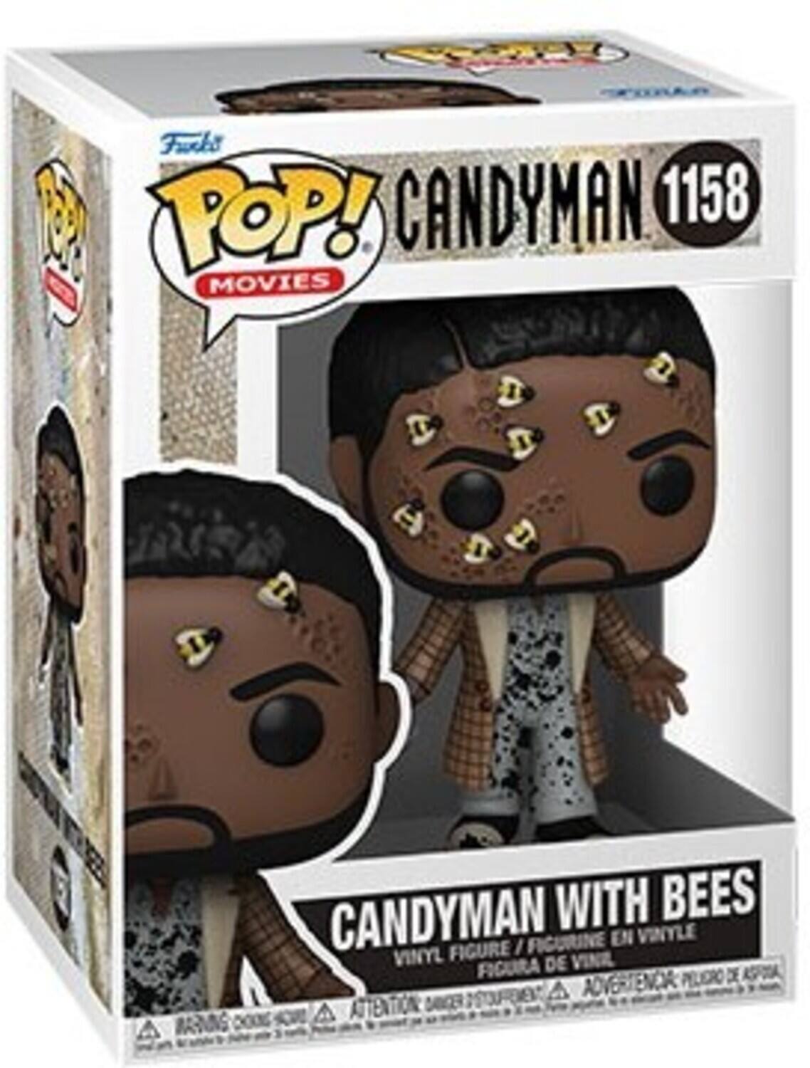 Fuck's POP! CANDYMAN 1158 MOVIES D d  D D D BARMING CANDYMAN WITH BEES FIGURINE EN VINYLE FIGURE I VINYL DE VINZ FIGURA PELERO DE ASFOA AOVERTENCA A ATTENTIONL