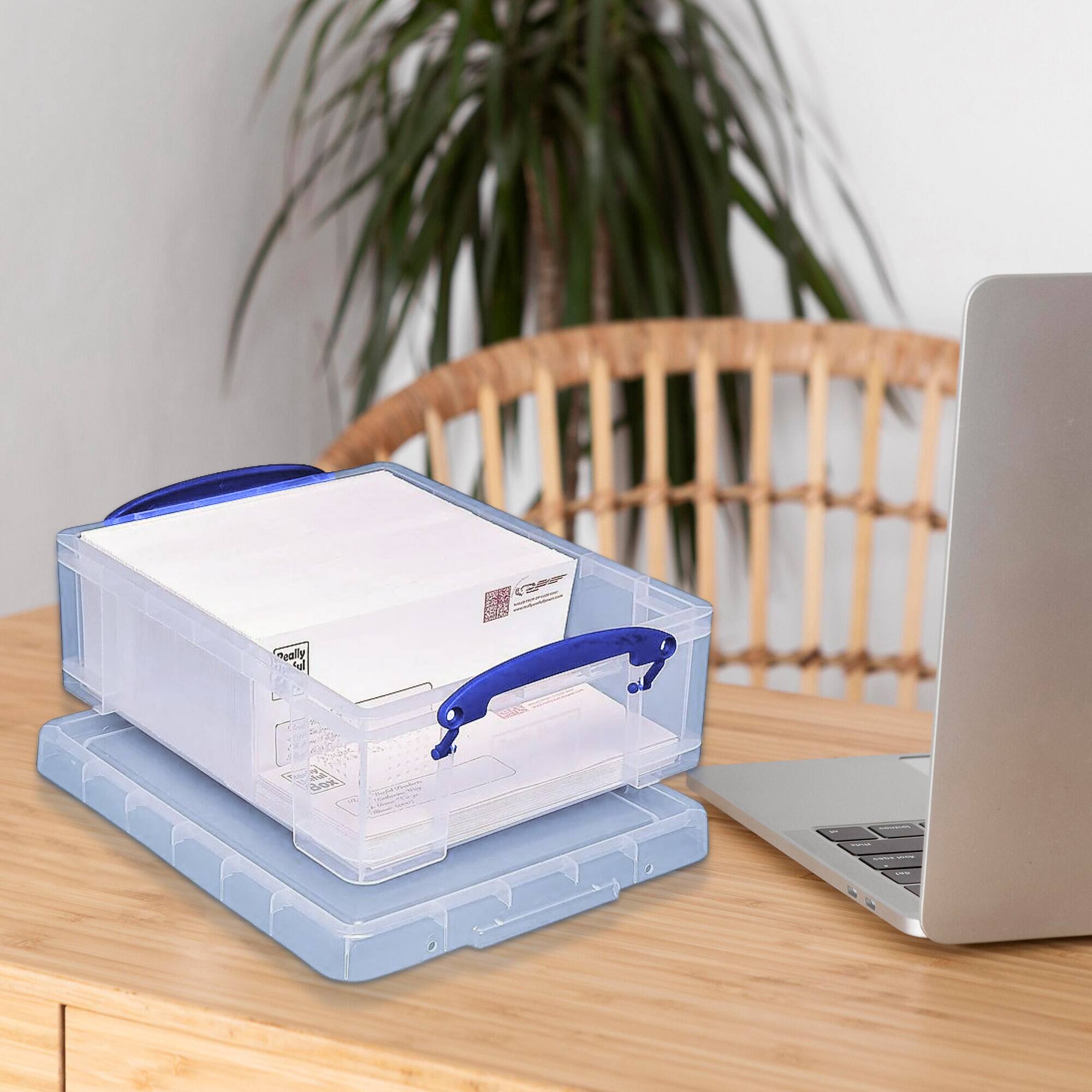 Alt View 3. Really Useful Box - Really Useful Box 8.1L Plastic Storage Container with Clip Lock Handle (4 Pack) - Clear.