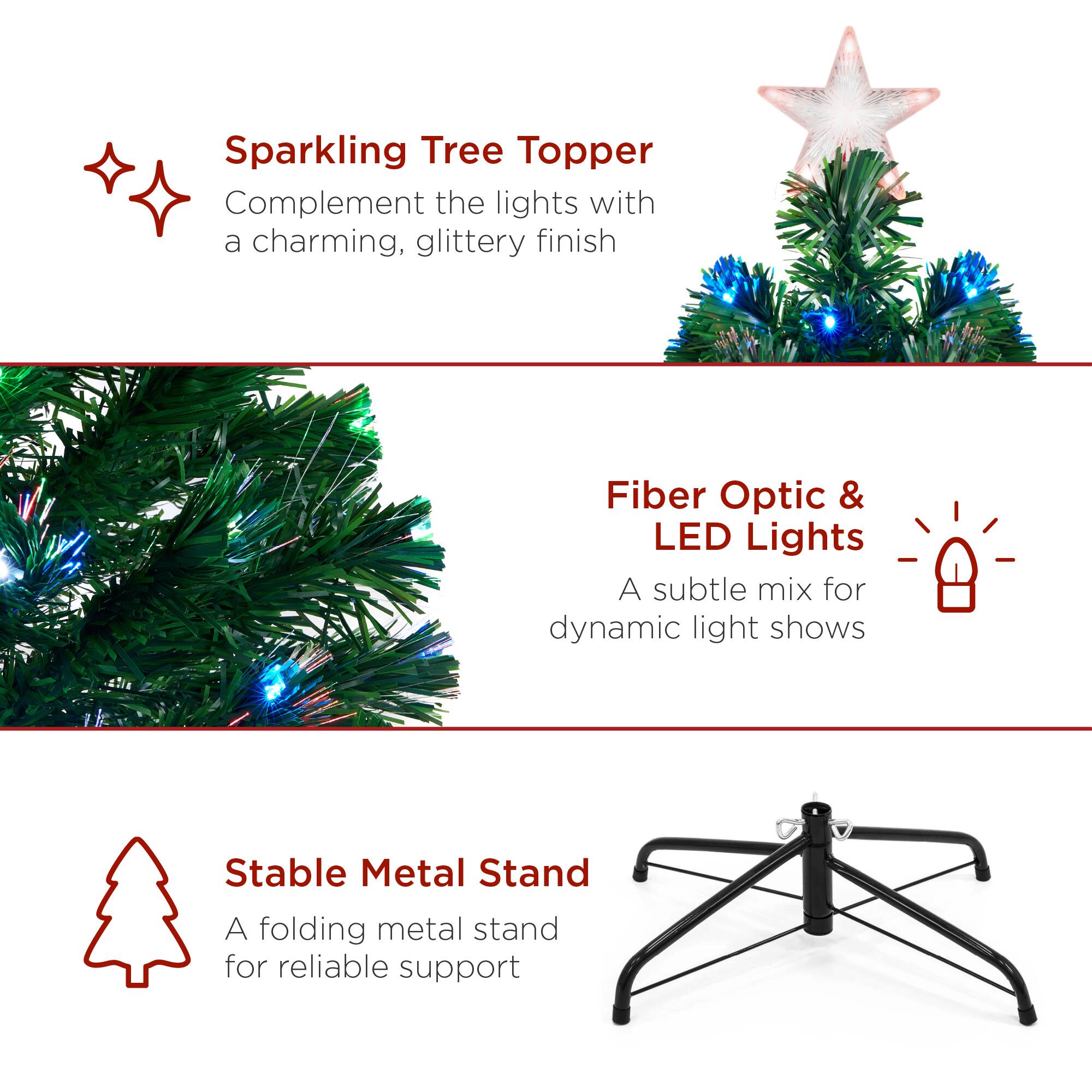 - Sparkling Tree Topper: Complement the lights with a charming, glittery finish.
- Fiber Optic & LED Lights: A subtle mix for dynamic light shows.
- Stable Metal Stand: A folding metal stand for reliable support.