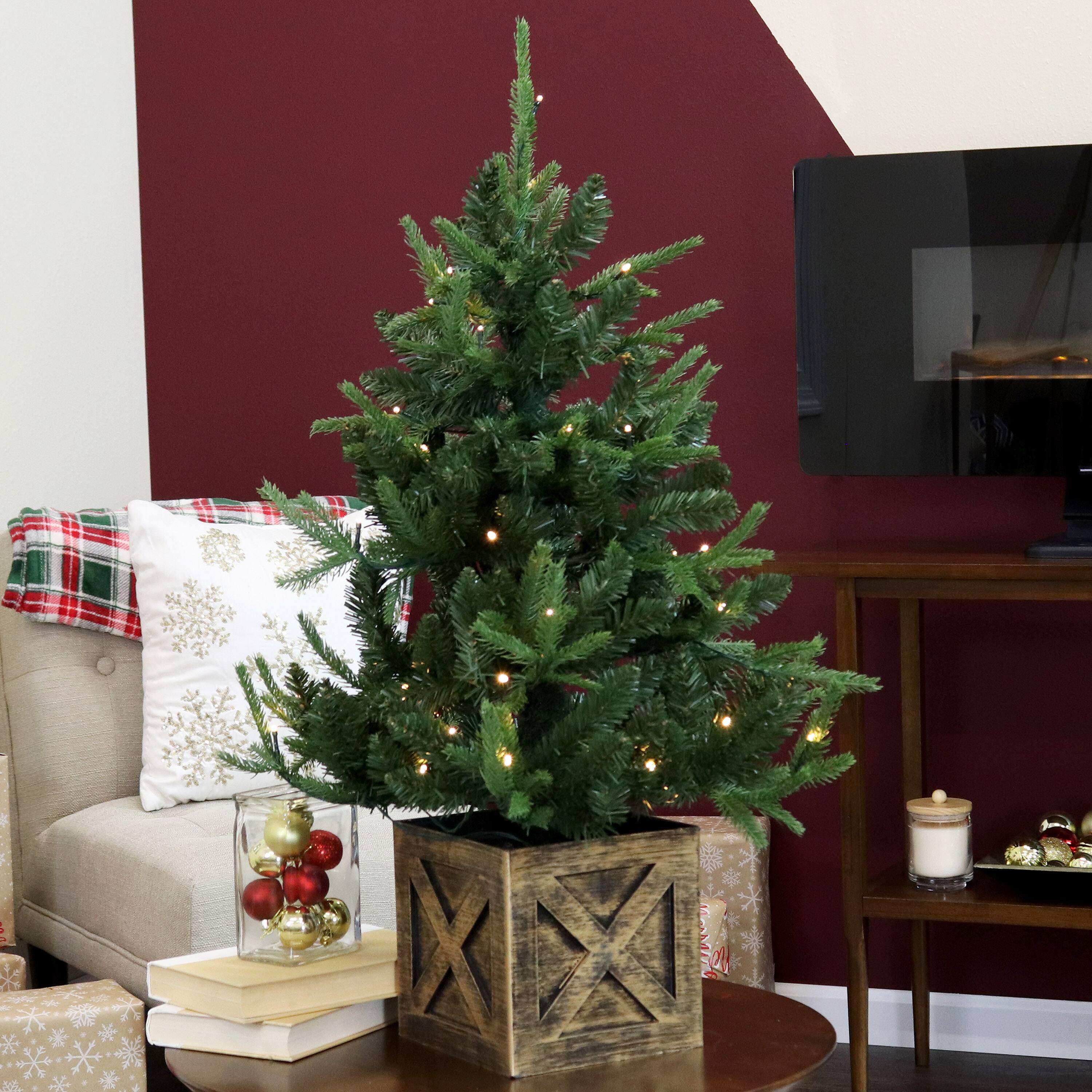 Alt View 4. Sunnydaze - Farmhouse Indoor Pre-Lit Artificial Christmas Tree - 3 ft - Green.