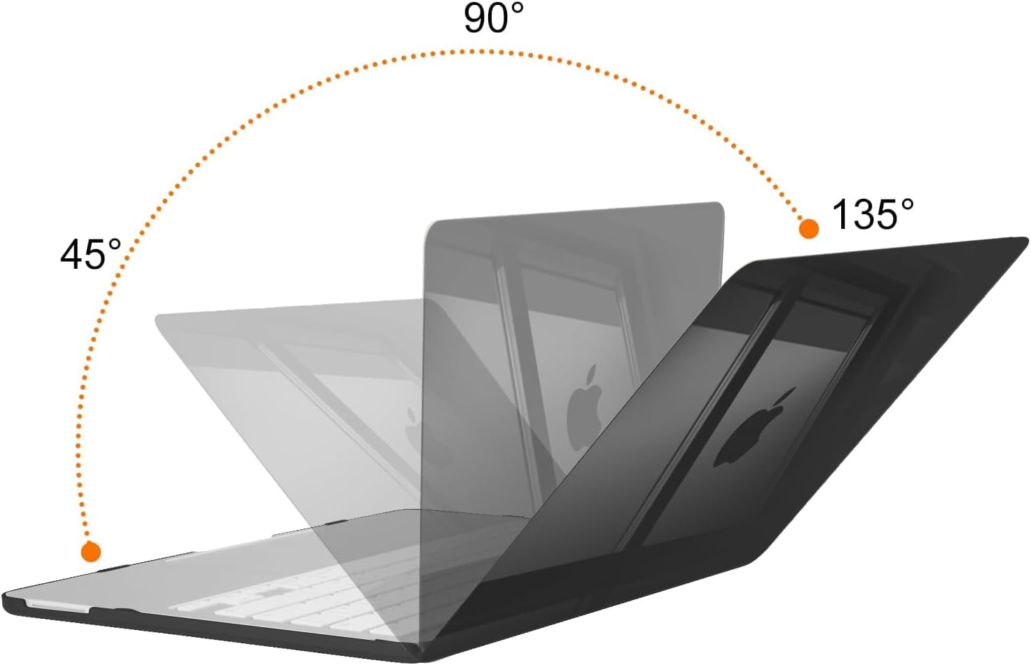 Angle. mosiso - For 2026 MacBook Neo Case 13 inch A3404 with A18 Pro Chip, Protective Hard Shell & Keyboard Cover & Screen Film & Pouch - Crystal Black.