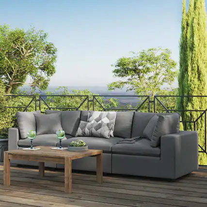 Front. Modway - Commix Overstuffed Outdoor Patio Sofa by Modway - Charcoal.