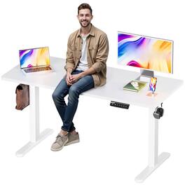 Hirose Alice - BIZUM Electric Standing Desk with Memory Presets, Quiet Motor Height Adjustable Stand Up Desk for Home Offi - White 55*24 Inch