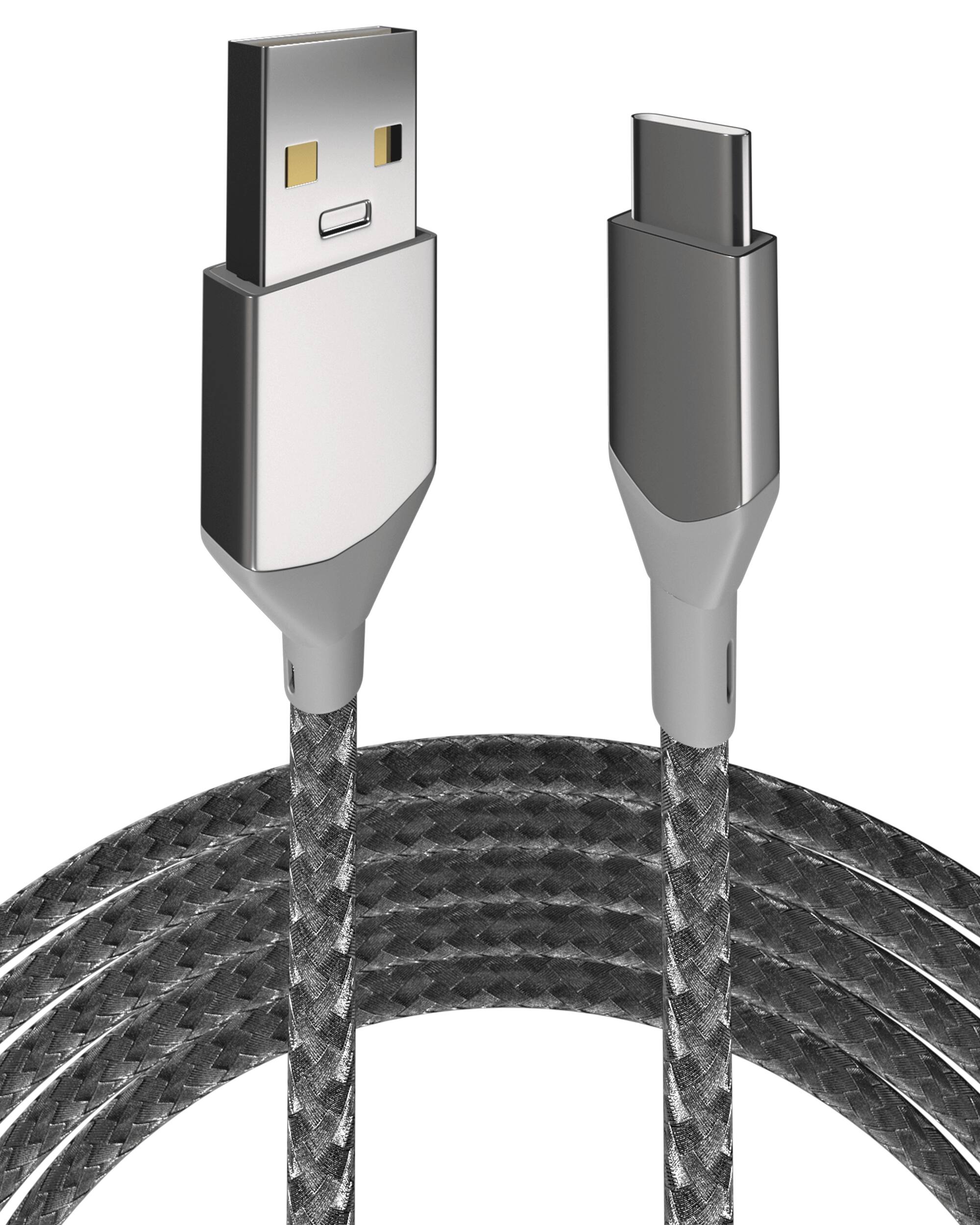 Alt View 2. Ampsentrix - 3 ft USB Type C To USB Type A Cable (Infinity) - Silver - Silver.