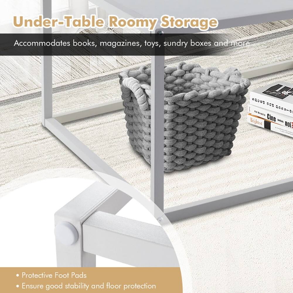 Under-Table Roomy Storage  
Accommodates books, magazines, toys, sundry boxes and more  

• Protective Foot Pads  
• Ensure good stability and floor protection