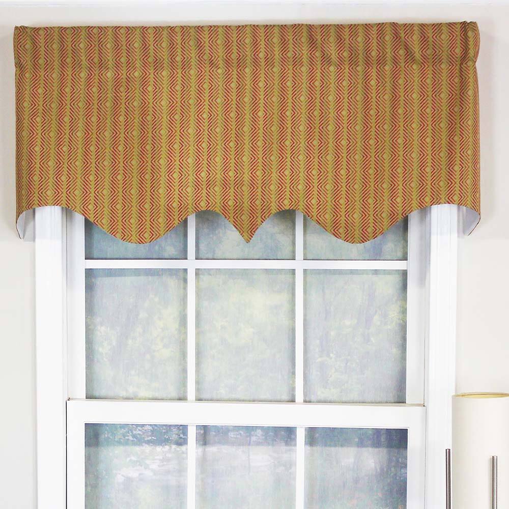 Angle. RLF Home - RLF Home Serrated Window Treatment Regal Valance 3" rod pocket 50" x 17" Aloe - Aloe green.