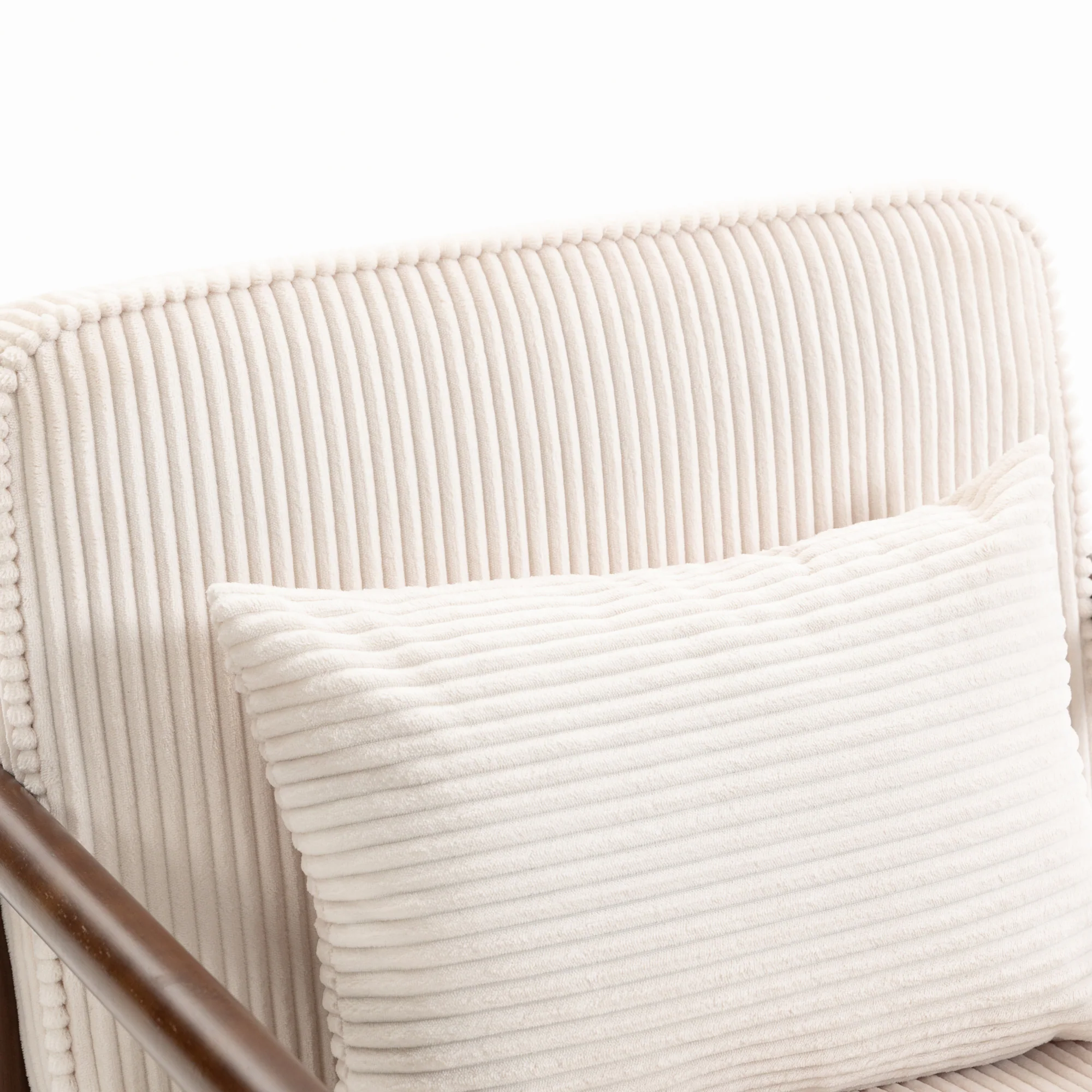 Back. GOODSILO - Modern Upholstered Accent Armchair with Hidden Storage and Waist Support Cushion for Living Room Bedroom - Antique White.