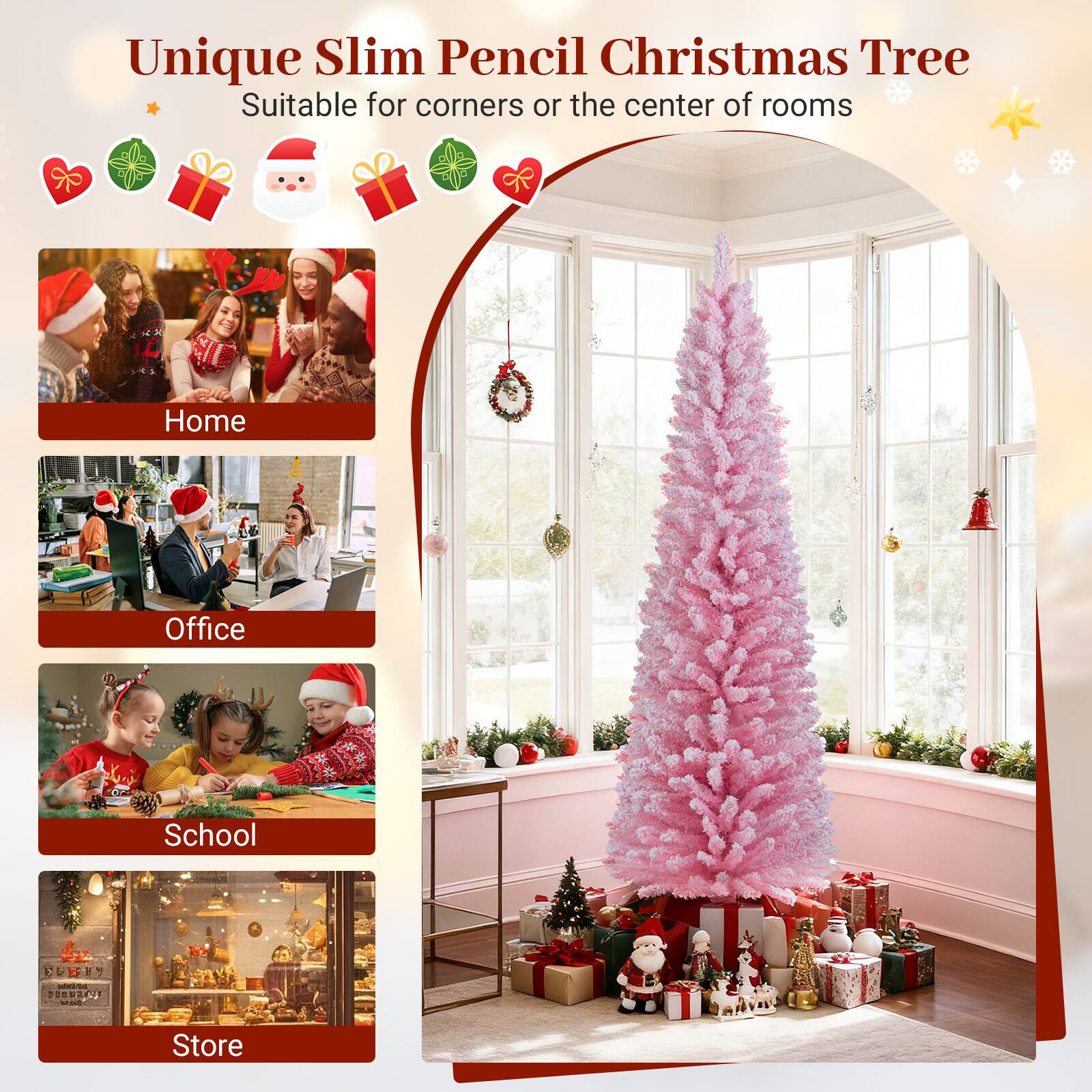 Unique Slim Pencil Christmas Tree  
Suitable for corners or the center of rooms  

Home  
Office  
School  
Store