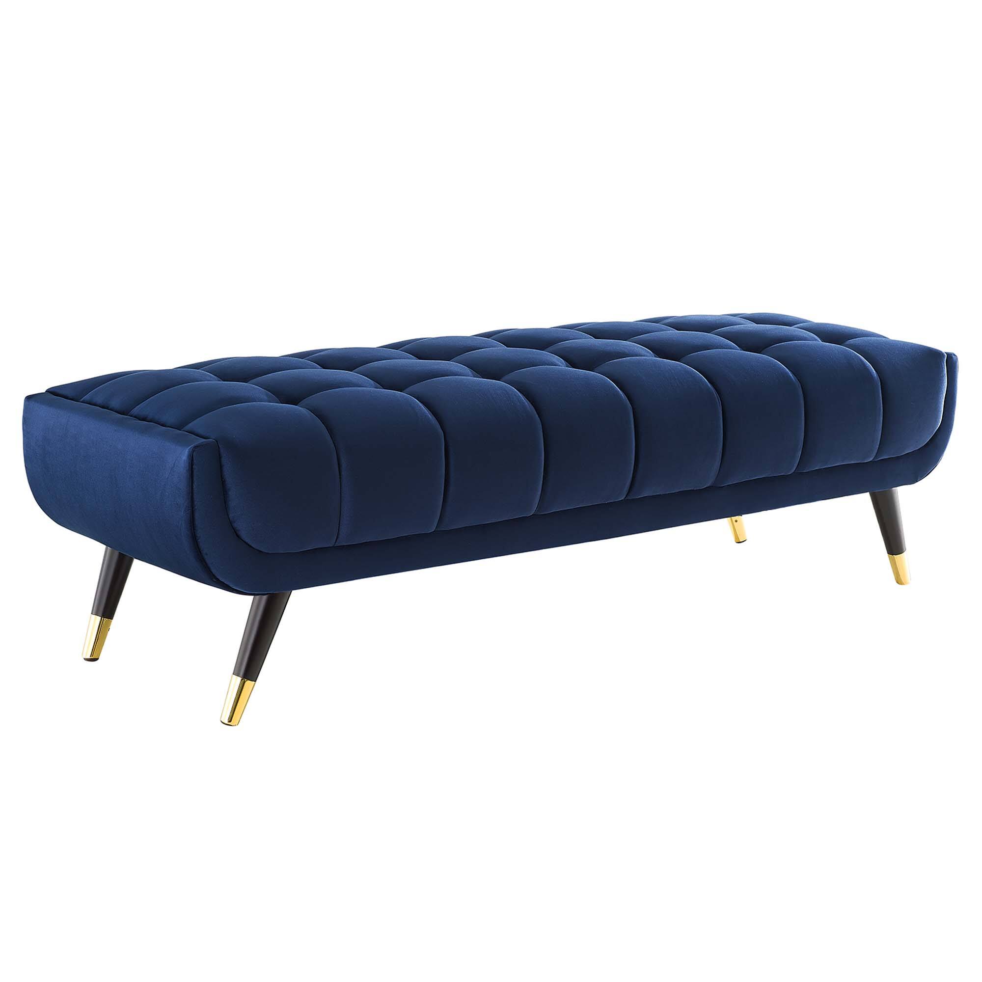 Angle. Modway - Adept 60" Performance Velvet Bench by Modway - Midnight Blue.