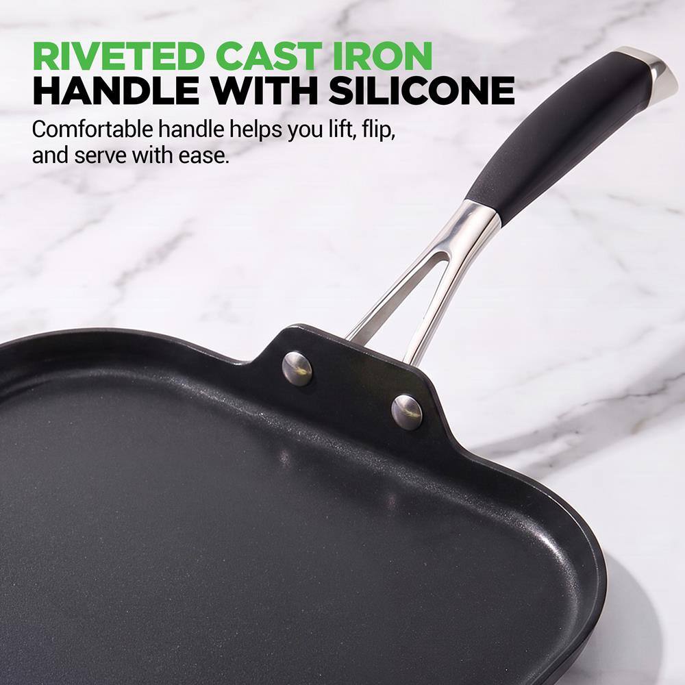 NutriChef 11 Inch Square Griddle Pan, 2 Layer Nonstick Coating ...