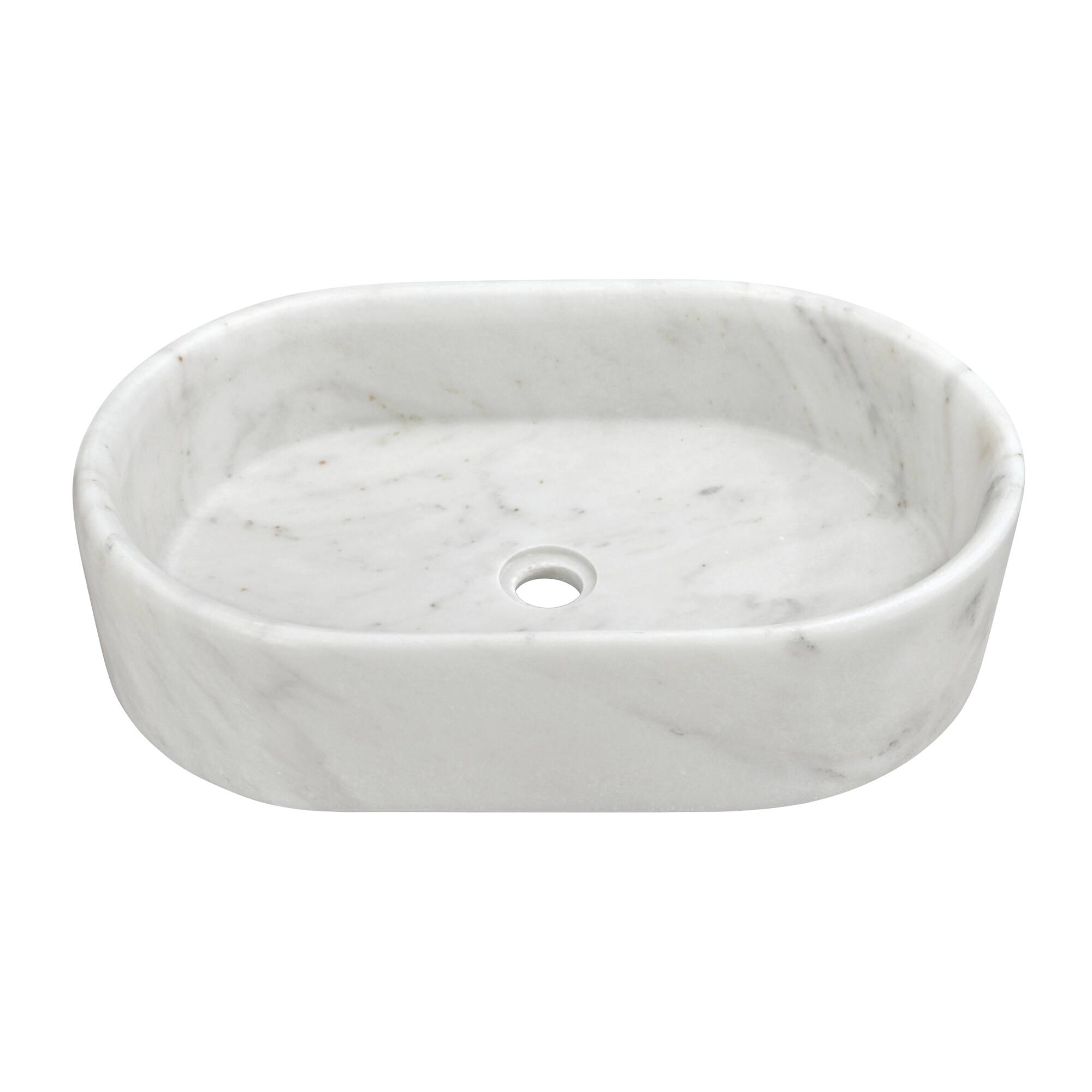 Angle. ELEMENT ACE - Elegant Natural Marble Bathroom Vessel Sink with Semi-Polished Surface for Modern and Classic Bathroom Designs - White+Natural.