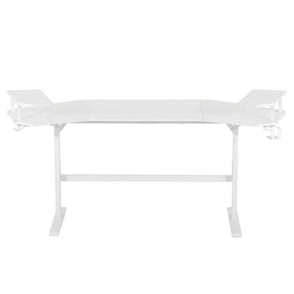 Alt View 2. FurniFact - White Gaming Desk with Wheels, Adjustable PC Desk Table for Gamers - White.