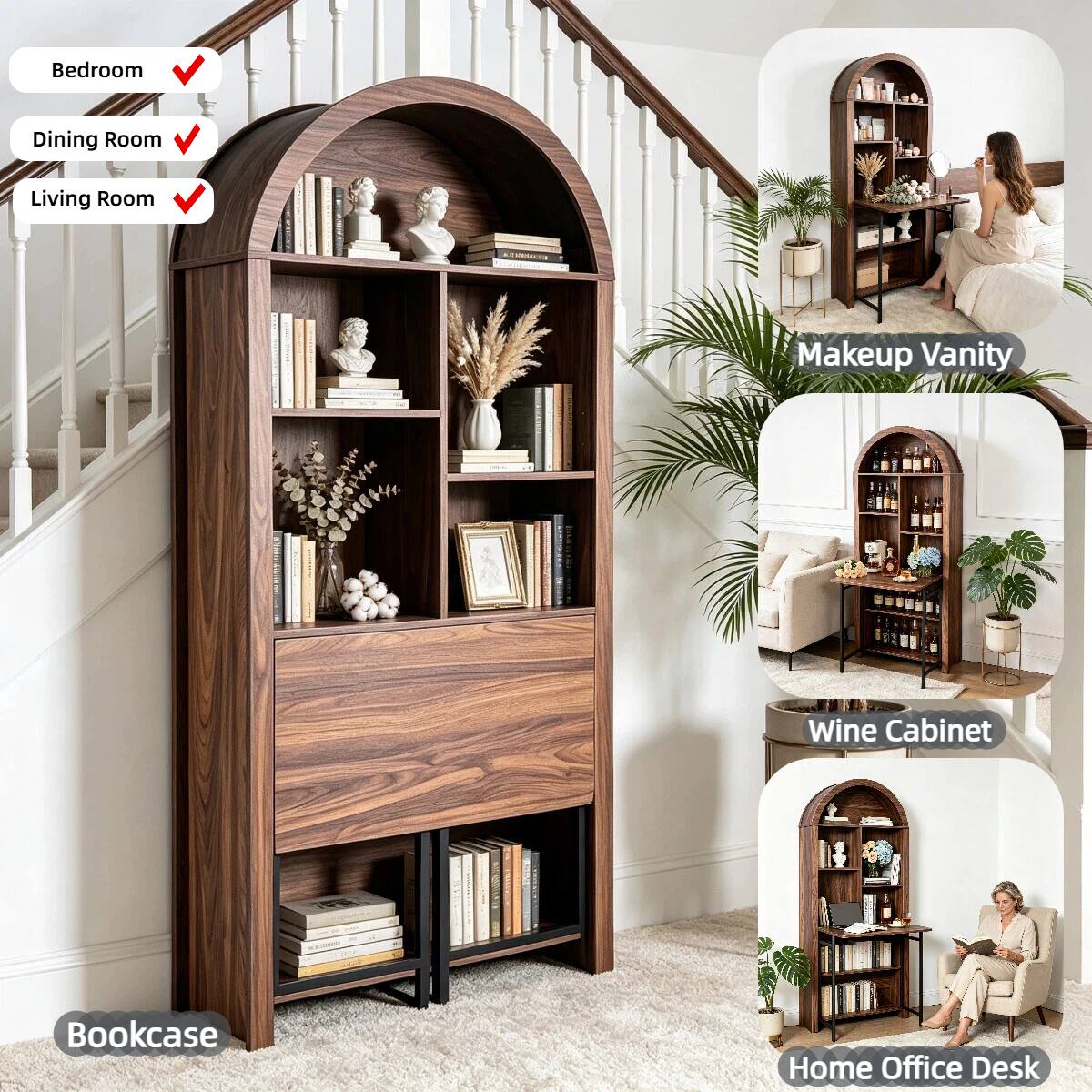 Bedroom  
Dining Room  
Living Room  
Makeup Vanity  
Wine Cabinet  
Bookcase  
Home Office Desk