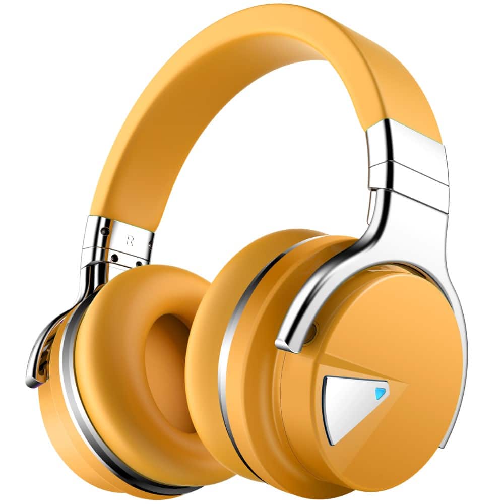 MOVSSOU - E7 Bluetooth Wireless Active Noise Cancelling Headphones - Yellow