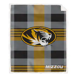 Pegasus - Missouri Tigers 60" x 70" Plaid Steel Royal Plush Sherpa Blanket - Multicolor